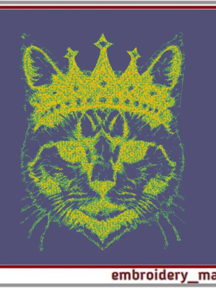 Machine embroidery design photo stitch Cat in the crown by Embroidery Manavi 05