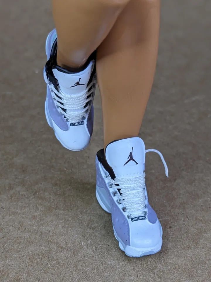 Premium purple & white sneakers for 12 inch male dolls