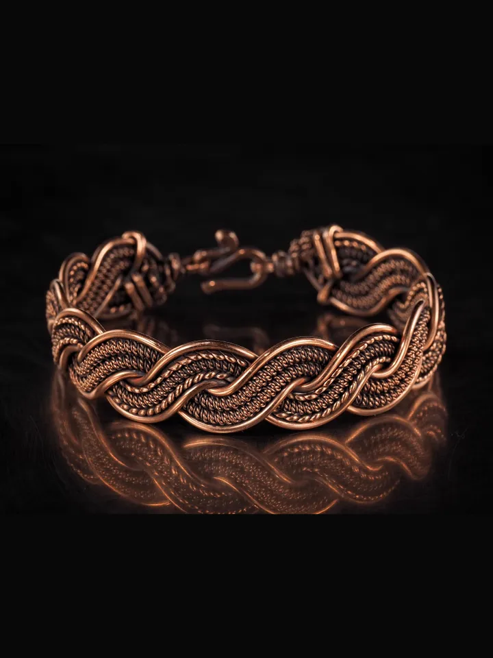 Woven copper wire bracelet Antique style handcrafted copper jewelry Unique gift