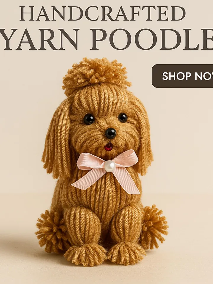 DIY Yarn Dog Pattern, Easy Yarn Craft Tutorial for Adorable Handmade Dog Decoration Figures, Great Gift Idea for Crafters