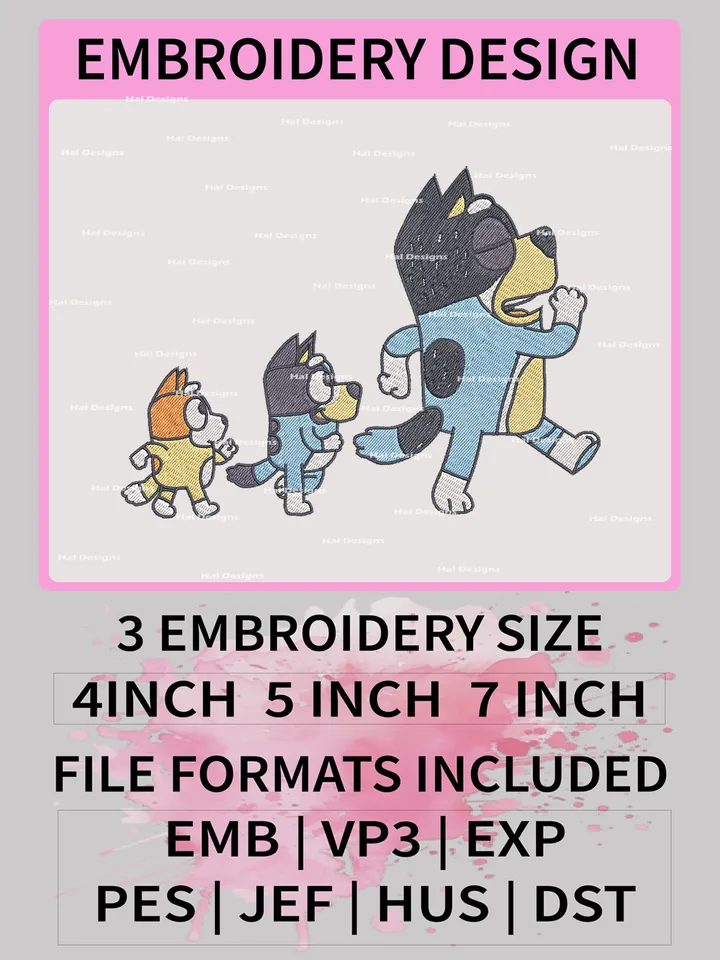 Bluey Machine Embroidery Designs – Cute Bluey and Family Embroidery Files 💙🐾