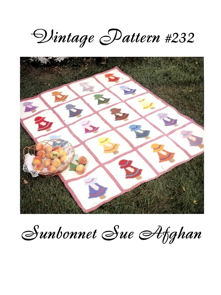 Sunbonnet Sue Afghan Vintage Crochet Pattern 232