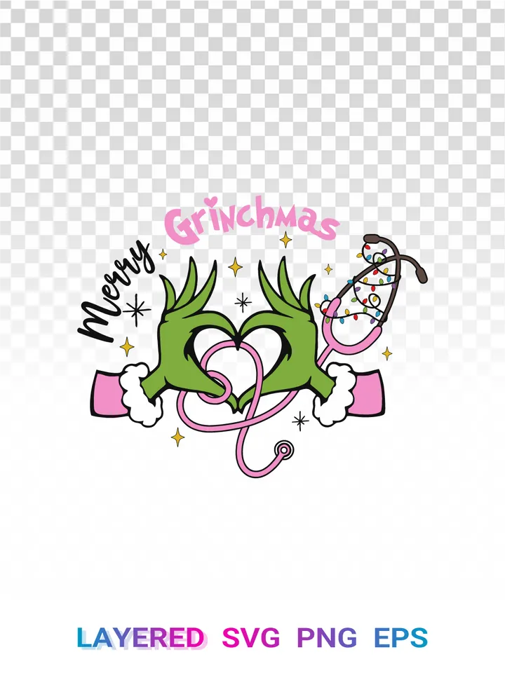 Nurse Christmas Grinch SVG PNG, Grinchmas Stethoscope Cricut