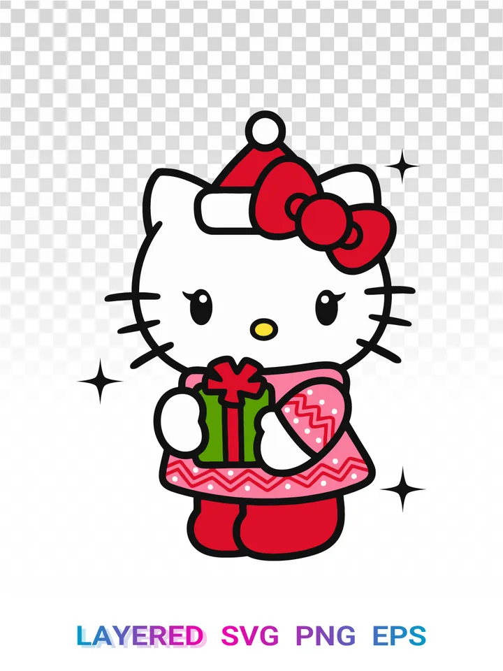 💖 Hello Kitty SVG Christmas, Sanrio PNG Transparent Cricut