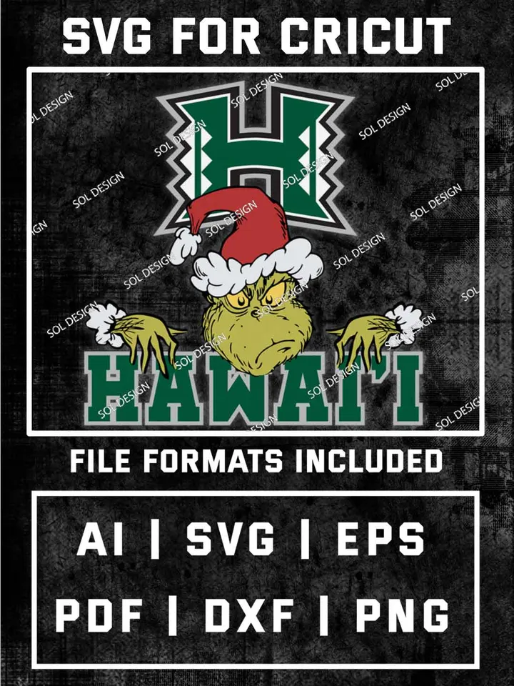 Grinch Hawai'i Rainbow Warriors SVG, NCAA SVG Design, NCAA Hawai'i Rainbow Warriors SVG, NCAA Rainbow Warriors Cricut, Christmas Svg, Grinch svg, Digital Download