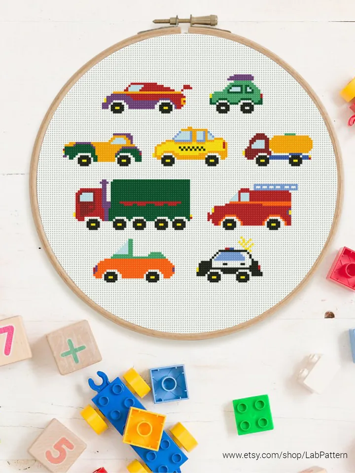 Cars Kids Toys Cross stitch pattern | Embroidery Pattern | Instant Download | Embroidery Designs