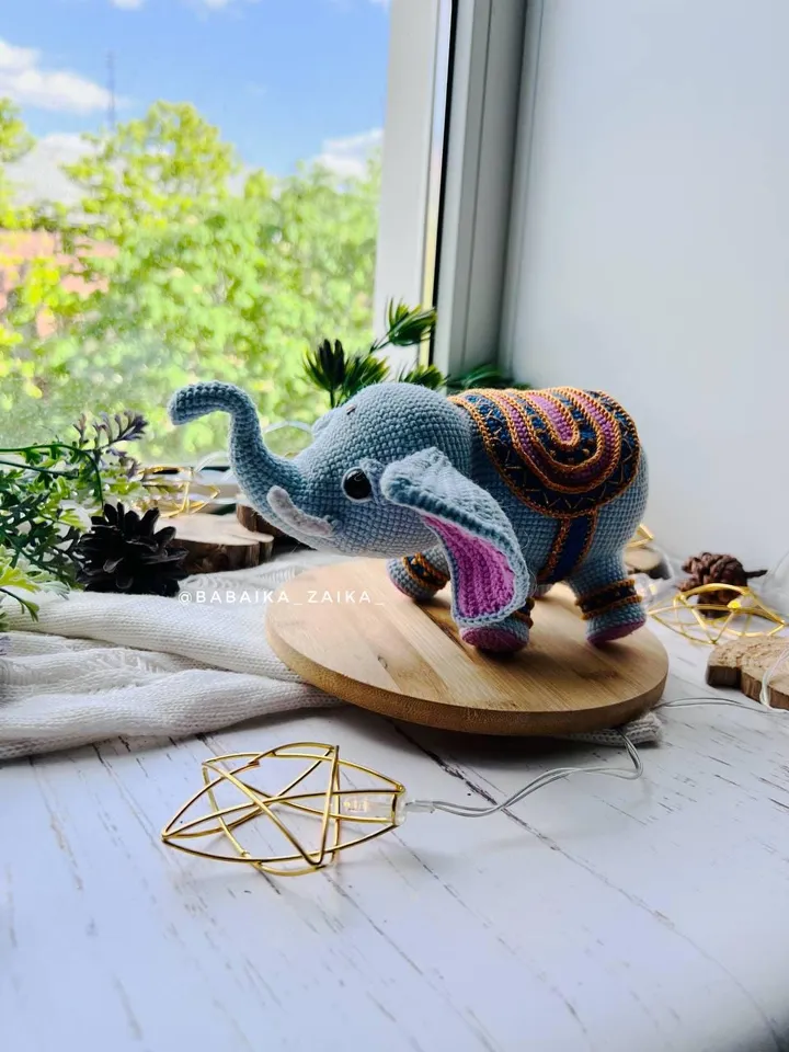 PDF Crochet Pattern Indian Elephant, Amigurumi Decor pattern, Crochet Elephant, Cute Elephant, Safari Animal Pattern, Crochet india Pattern