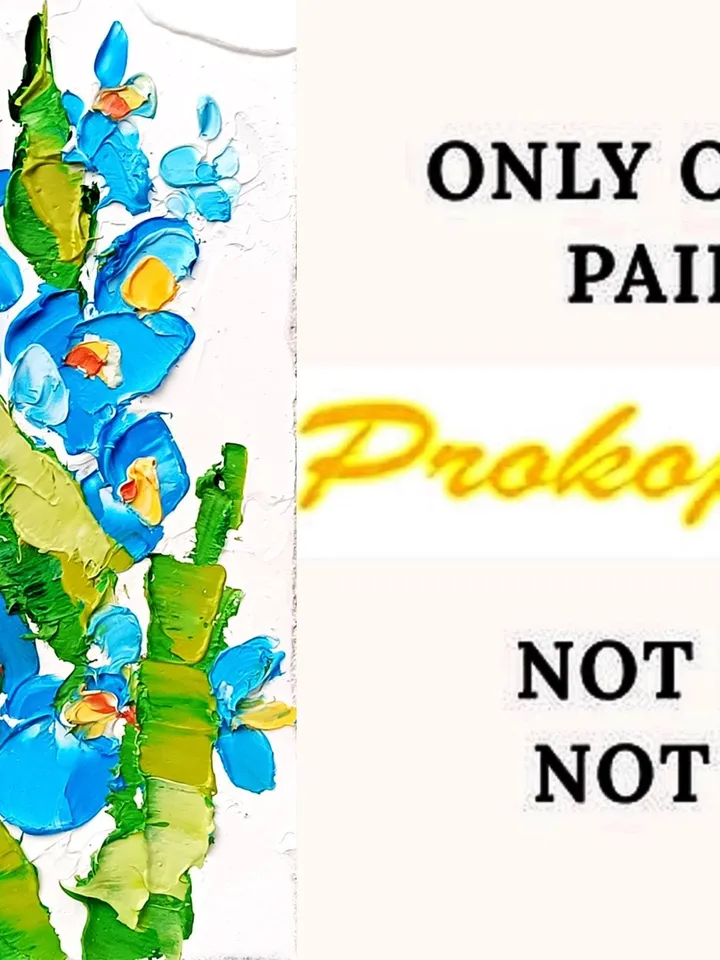 Texas Bluebonnet Painting Flower Original Art Impasto Oil Painting Floral Small Art 6 by 5 by ArtProkopaloSv