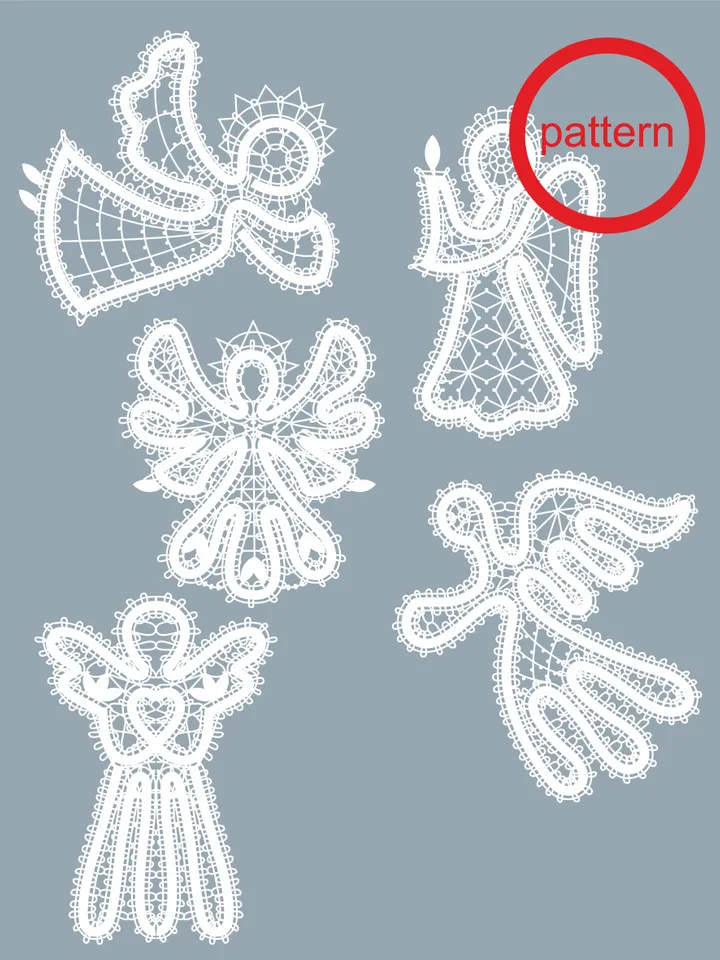 Bobbin lace Angel Pattern Bundle 5 PDF printable patterns $5.00 | Buy online with delivery bobbin-lace-angel-pattern-bundle-5-pdf-printable-patterns-5-00-buy-online-with-delivery