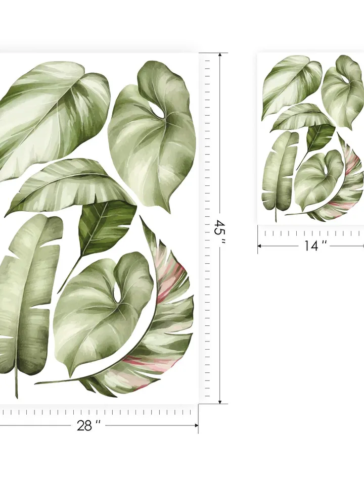 Mirror Tropical Wall Decals  Palm leaf Greenery Leaves Stickers el102