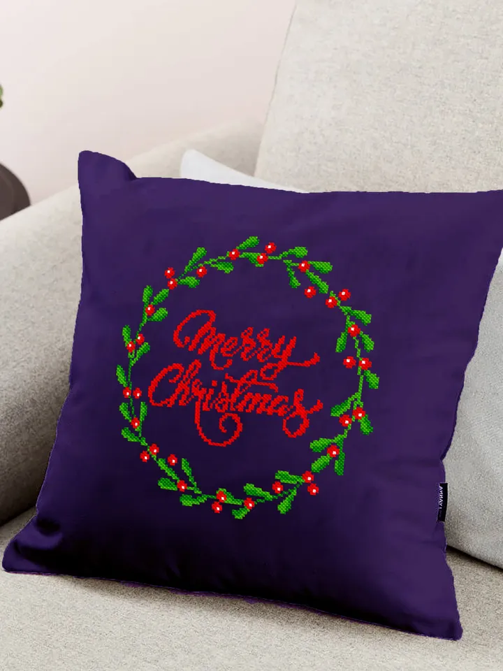 Red berry wreath cross stitch pattern PDF Merry Christmas cross stitch chart, Holiday small cross stitch, Instant download PDF #N35