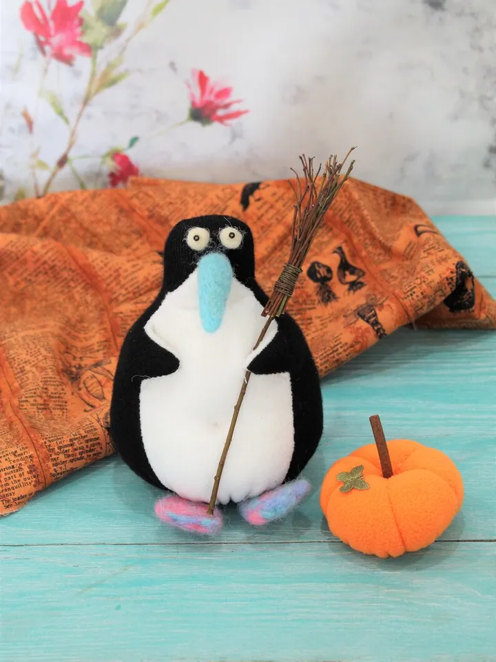 Small soft penguin toy- Halloween gift, funny Halloween decor
