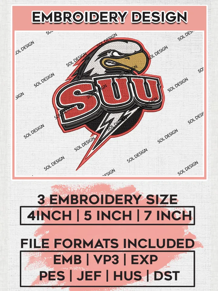 SUU Thunderbirds NCAA Team Logo embroidery designs, NCAA Southern Utah Thunderbirds Logo Machine embroidery designs, NCAA Logo embroidery designs, NCAA Lopes Machine embroidery designs, Digital Download