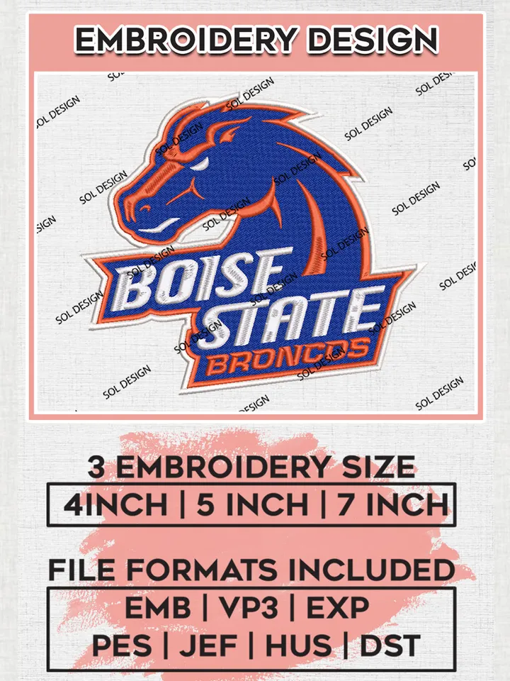 Boise State Broncos Team Logo embroidery designs, NCAA Boise State Broncos Logo Machine embroidery files, NCAA Team Logo embroidery designs, NCAA Game Day Machine embroidery designs, Digital Download