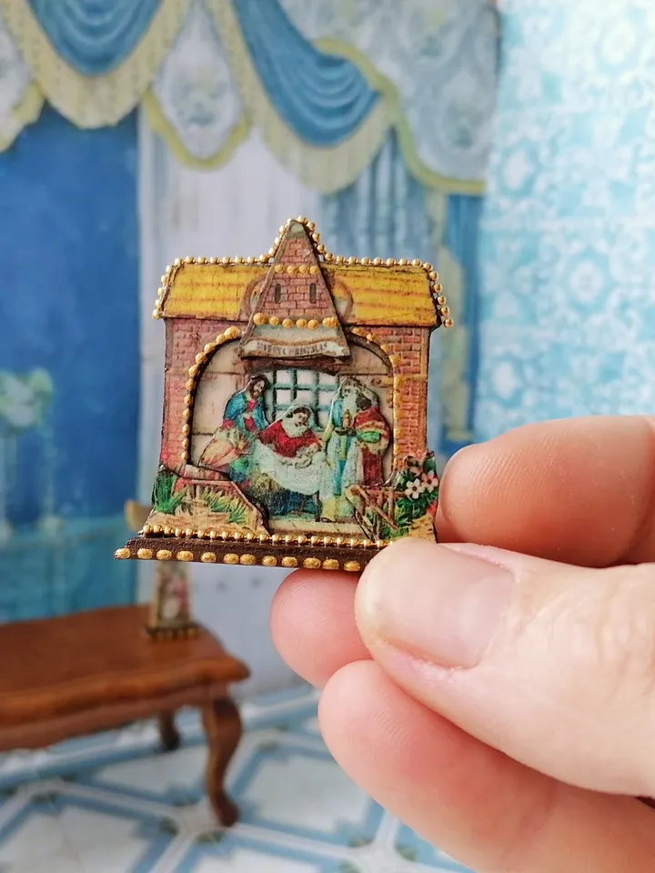 Christmas set. Dollhouse miniature. 1:12. Christmas. Christmas gift. Author's design. Nativity scene.