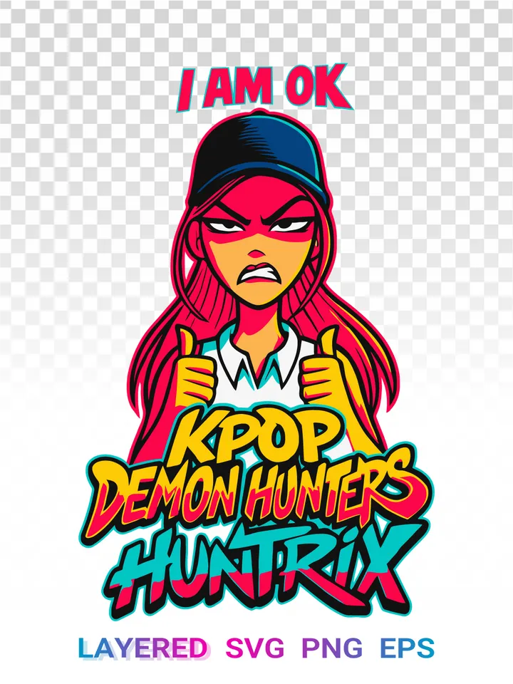 KPOP Demon Hunters Huntrix SVG, I Am OK PNG Clipart