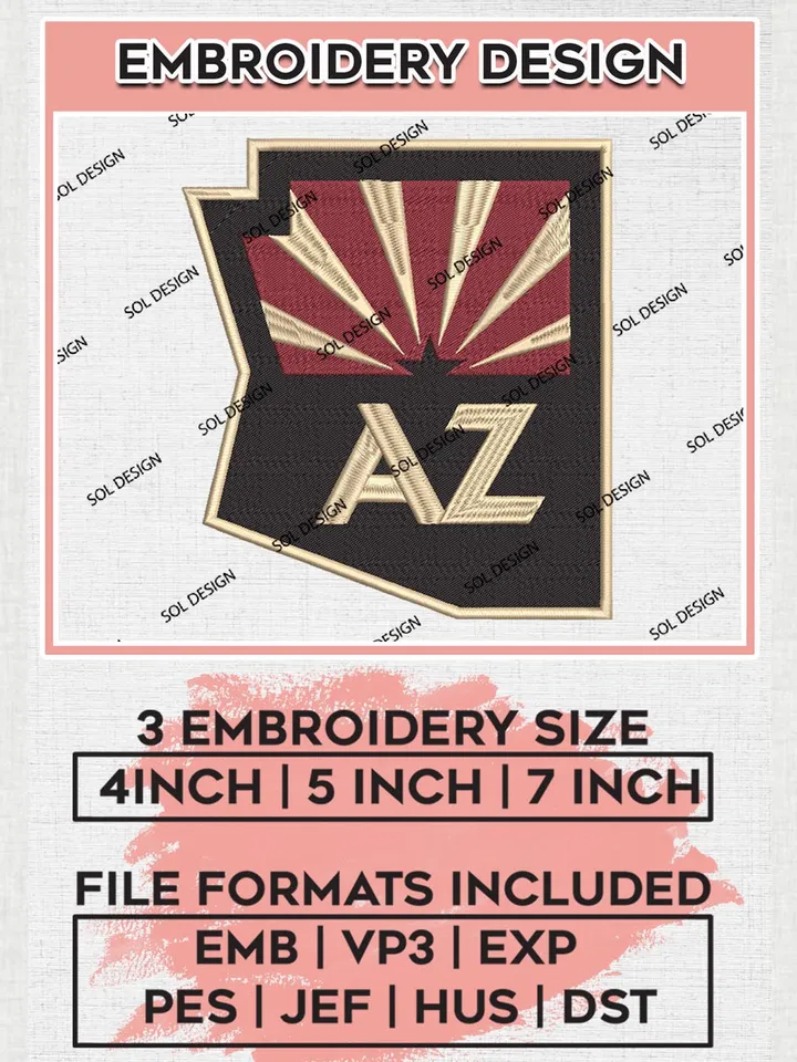 NHL Arizona Coyotes Logo Embroidery Files, Arizona Coyotes Team Embroidery Designs, NHL Embroidery Designs, NHL Machine Embroidery Designs, Digital Download