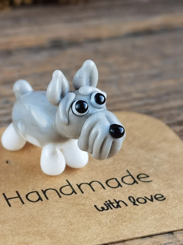 GLASS FIGURINES Schnauzer figurine Schnauzer GIFT Dog ornament Dog art Glass Dog decor Glass schnauzer art Miniature animals Tiny schnauzer