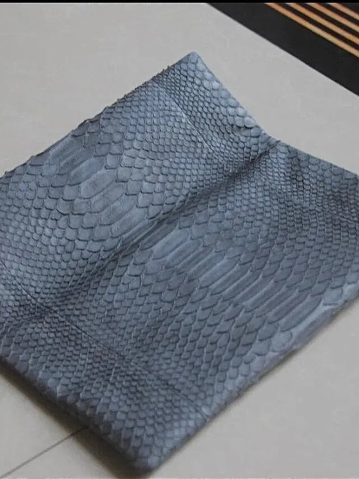 Genuine Python Skin Grey Clutch | Small Evening Classy Elegant Snake Python Leather Flat Clutch | Small Purse | Reptile Bags