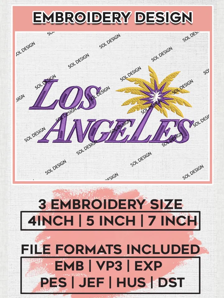 WNBA Los Angeles Sparks Wordmark Logo Embroidery Files, WNBA Los Angeles Team Embroidery Designs, WNBA Teams, 3 sizes, Machine embroidery designs, Digital Download