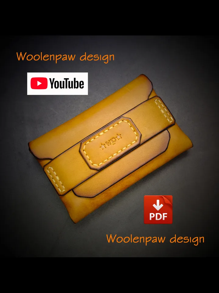 Leather pattern - Half-Stitchless ID card wallet, mini wallet, NS13