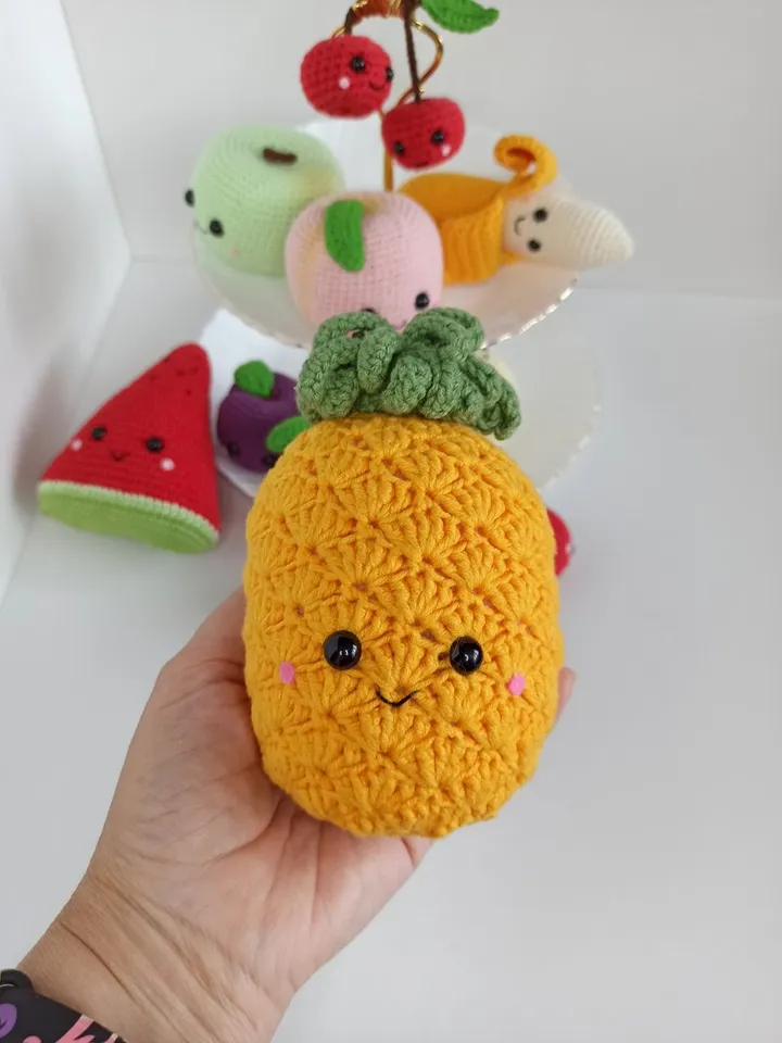 Set crochet fruit (11 pcs), pretend to play food, kawaii fruit,Montessori toy,