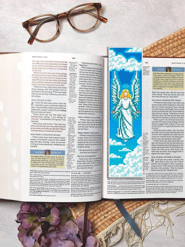 Angel bookmark cross stitch pattern PDF download Guardian angel cross stitch chart, Christian bookmark pattern digital PDF, Angel gift #B446