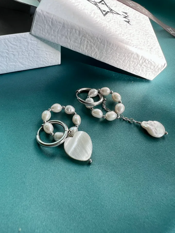 Pearl Set Choker and Earrings Pendants ICY HEART