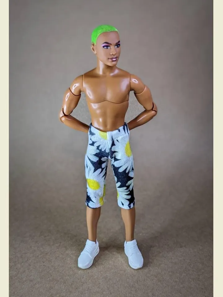Floral printed elastic long shorts for for 12 inch fashion male dolls
