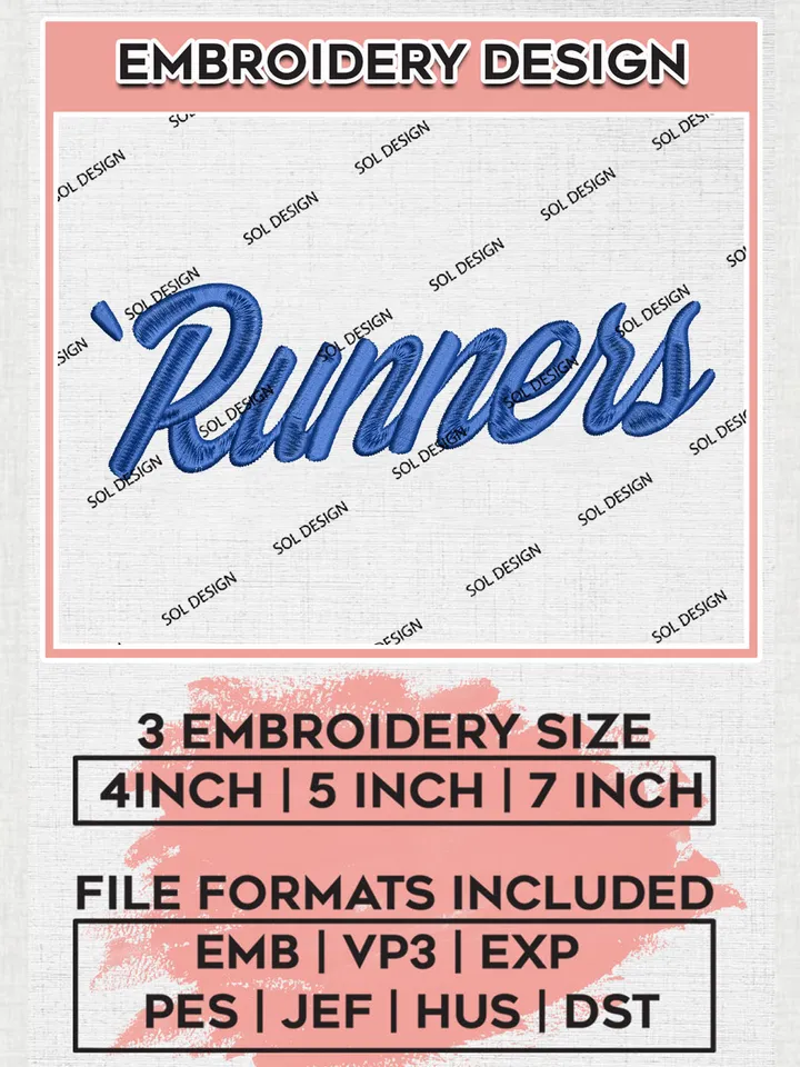 NCAA Runners Team Writing Logo Embroidery Design Files, NCAA Cal State Bakersfield Roadrunners Machine Embroidery, NCAA Teams, 3 sizes, NCAA Machine embroidery designs, Digital Download