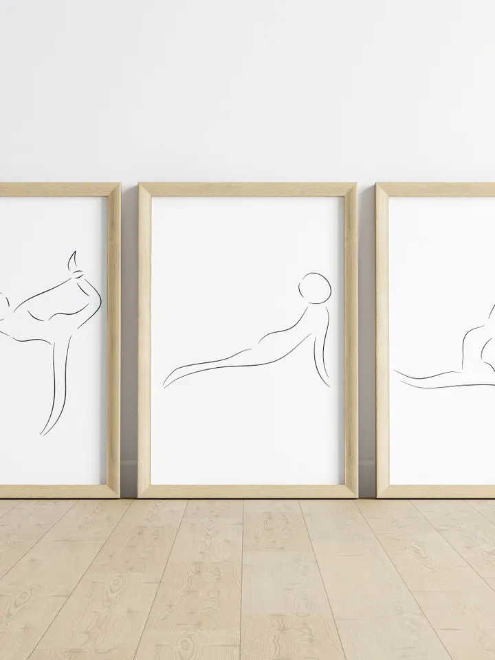 Yoga Print Set Of 3, Yoga Abstract Art, Yoga Wall Decor, Yoga Poster, Yoga Studio Decor, Yoga Pose Posters, Yoga Pose, Yoga Gift Ideas