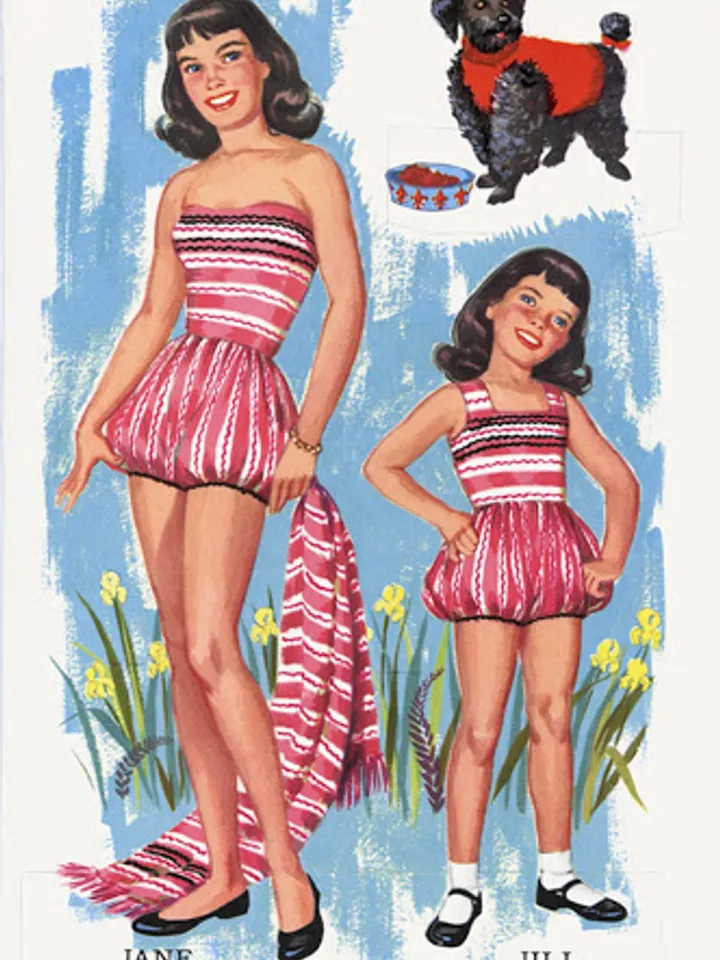 6 Paper Dolls with Outfits and Pets Digital Download PDF