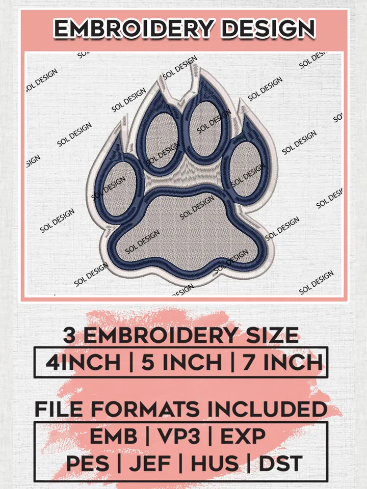 NCAA New Hampshire Wildcats Team Logo Footprint embroidery designs, NCAA New Hampshire Wildcats Logo Machine embroidery files, NCAA Team Logo embroidery designs, NCAA Game Day Machine embroidery designs, Digital Download