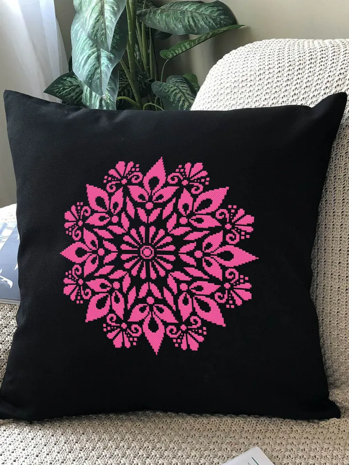 Flower mandala cross stitch pattern download PDF Mandala pattern digital Monochrome cross stitch chart Floral ornament cross stitch #M108