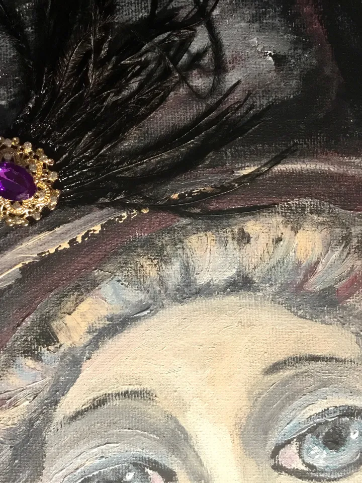 Victoria doll,original mix media painting on 3 d canvas,one of a kind, fantasy antique doll painting,gift,home decoration