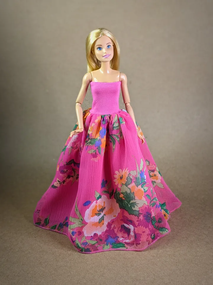 Handmade pink maxi dress for 1/6 scale fashion female dolls