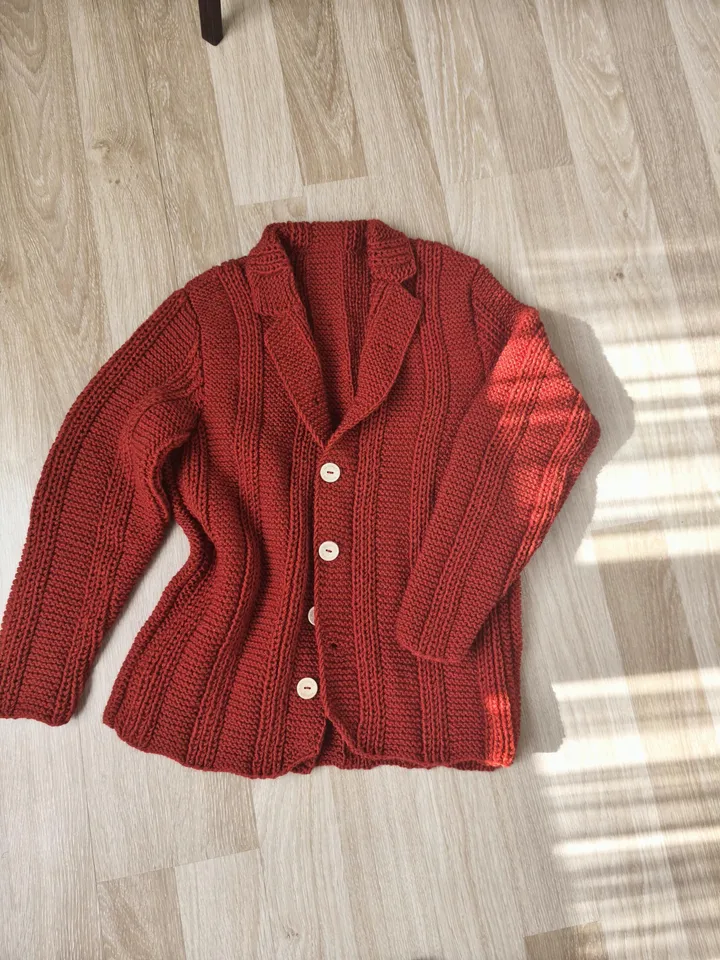Handmade Knit Man Cardigan - Cozy Wool Blend Jumper