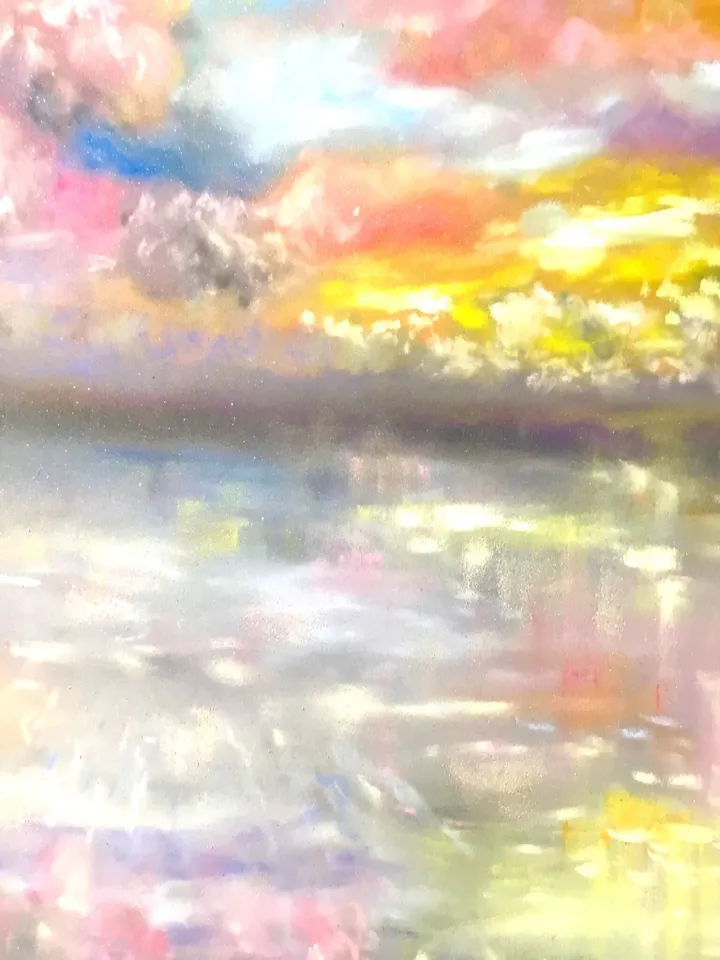 Pink sunset painting ,sea sunset painting ,original pastel painting,pastelmat,home decoration,landscape wall art.