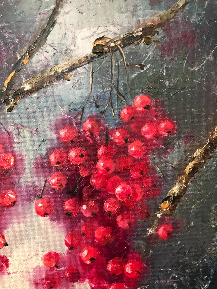 Fruits Original Painting Berries Oil Wall Art Still Life Kitchen Fruits Painting