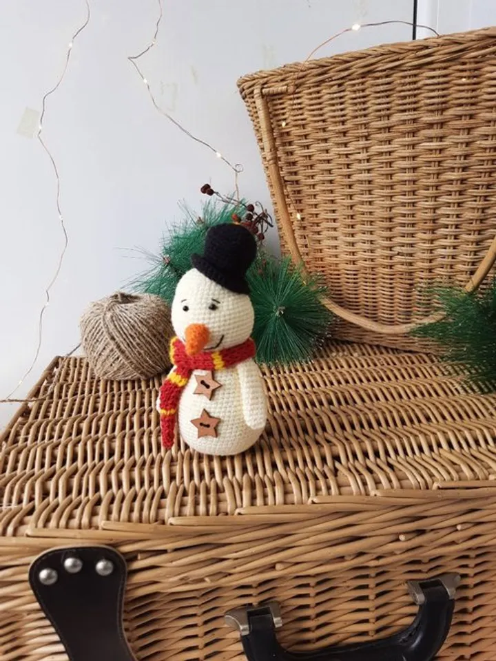 Cute Stuffed Snowman Handmade. Christmas Gift Winter Decor. Decor Snowman Plush