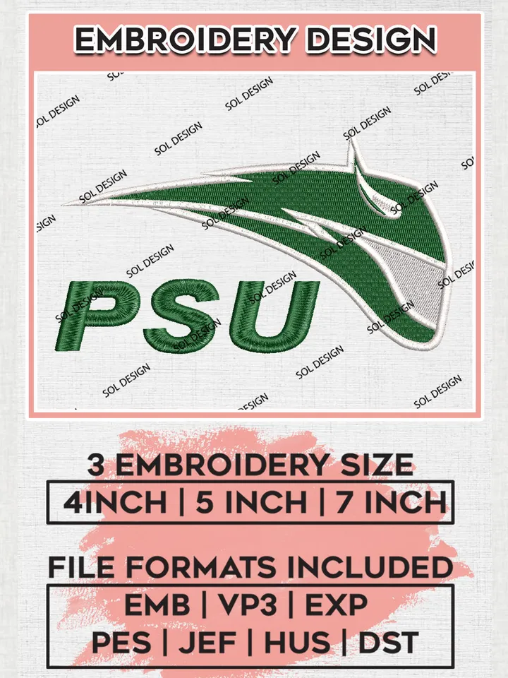 NCAA PSU Vikings Team Logo Embroidery Design Files, NCAA Portland State Vikings Machine Embroidery, NCAA Teams, 3 sizes, NCAA Machine embroidery designs, Digital Download