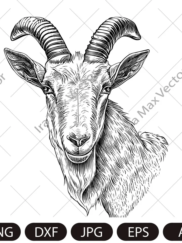Goat Svg, Goat Face svg, Goat Clipart, Goat Png, Goat Head, Goat Silhouette, Farm Animals Silhouette