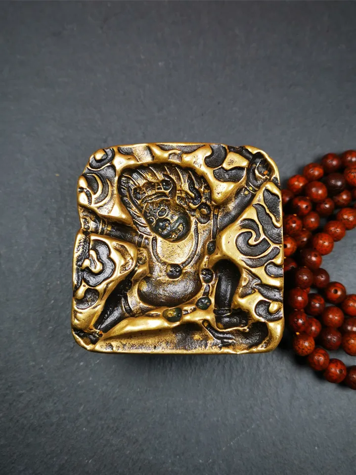 Gandhanra Old Tibetan Buddha Statue Tsa Tsa Mold, Mahakala Tsha Tsha Mould For Making Clay Statue,2.36&quot;,about 70 Years Old