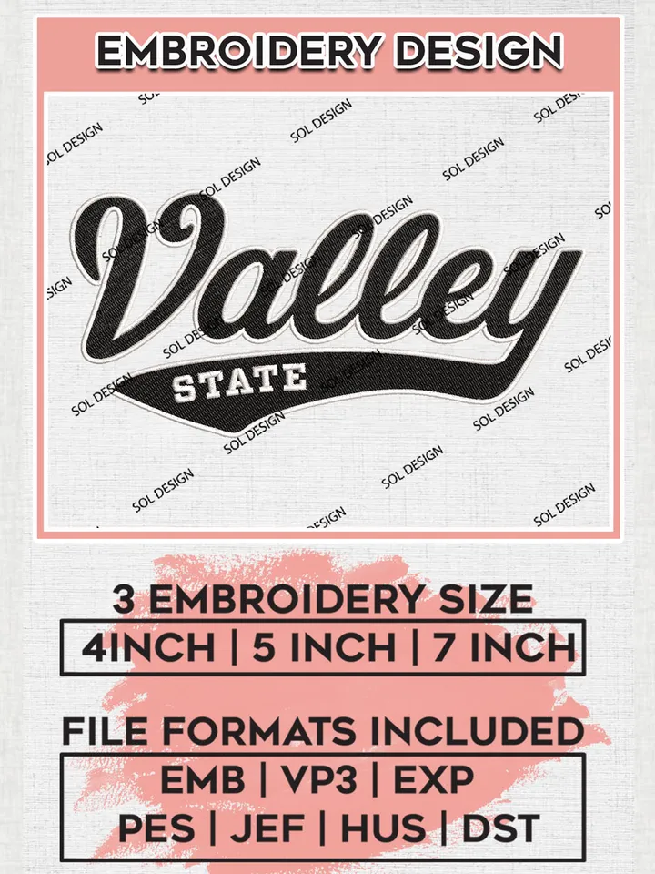 NCAA Valley State Team Wordmark Logo Embroidery Design Files, NCAA Cal State Northridge Matadors Machine Embroidery, NCAA Teams, 3 sizes, NCAA Machine embroidery designs, Digital Download