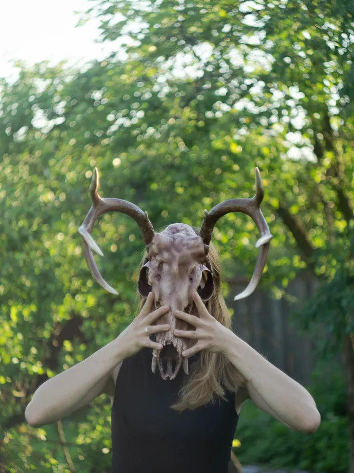 Deer Skull Mask, Antler Mask, Realistic Skull Mask, tribal headpiece, Headpiece skull, ritual mask, pagan headdress, skull costume mask