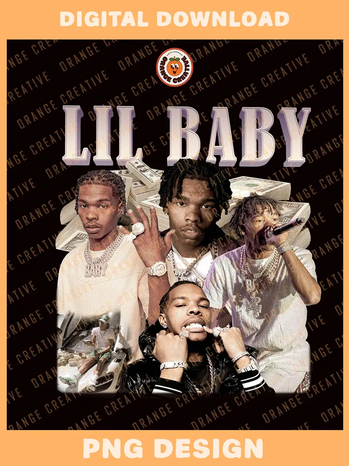 90s Lil Baby Rapper Retro Bootleg T-shirt PNG, 90s Bootleg Template, Graphic Lil Baby PNG Files, Custom Bootleg Hip Hop Rap Tee, Digital Download