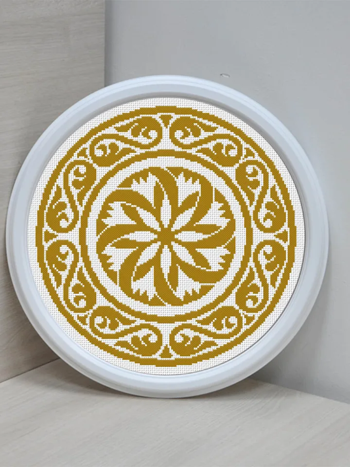 Mandala ornament cross stitch pattern download PDF, Monochrome cross stitch chart, Mandala pattern digital PDF, Modern beginner stitch #M127