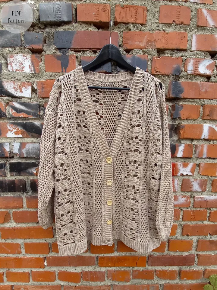 Crochet pattern, Crochet skulls cardigan, Oversized cardigan, Loose crochet cardigan, Crochet pattern easy cardigan