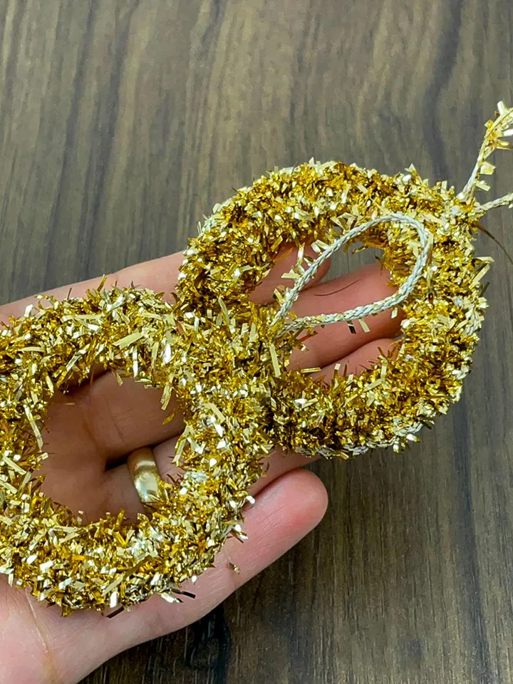 Gold Tinsel Wreath Crochet Pattern, DIY Festive Ornament PDF, Handmade Christmas Décor Tutorial, Beginner Holiday Craft Project