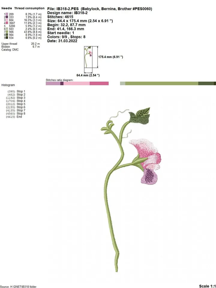 Sweet pea artistic machine embroidery design digital embroidery pattern home and clothing décor embroidery motif floral design flower embroi